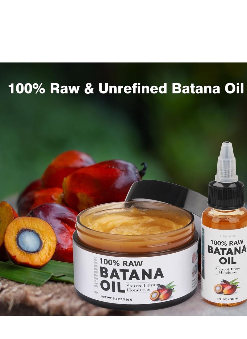 Raw Batana Oil for Hair Growth, 100% Natural Hair Growth Oil Kit Unrefined Batana Oil from Honduras, Hair Regrowth Hair Loss Treatment for Men Women