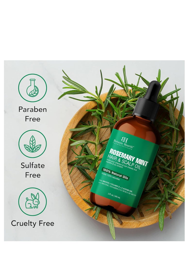 Botanic Hearth Rosemary Mint Hair & Scalp Strengthening Oil (2 fl oz) | Natural Hair Growth & Scalp Treatment | Nourishing & Strengthening Essential Oils for Thicker, Healthier Hair