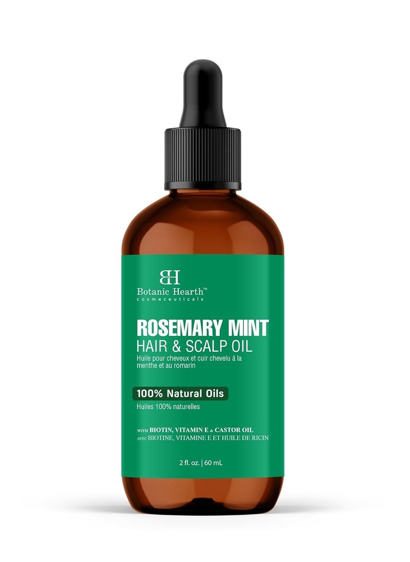 Botanic Hearth Rosemary Mint Hair & Scalp Strengthening Oil (2 fl oz) | Natural Hair Growth & Scalp Treatment | Nourishing & Strengthening Essential Oils for Thicker, Healthier Hair