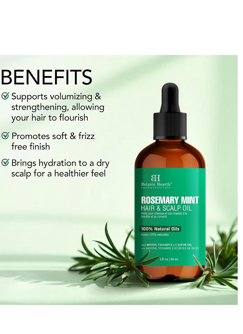 Botanic Hearth Rosemary Mint Hair & Scalp Strengthening Oil (2 fl oz) | Natural Hair Growth & Scalp Treatment | Nourishing & Strengthening Essential Oils for Thicker, Healthier Hair