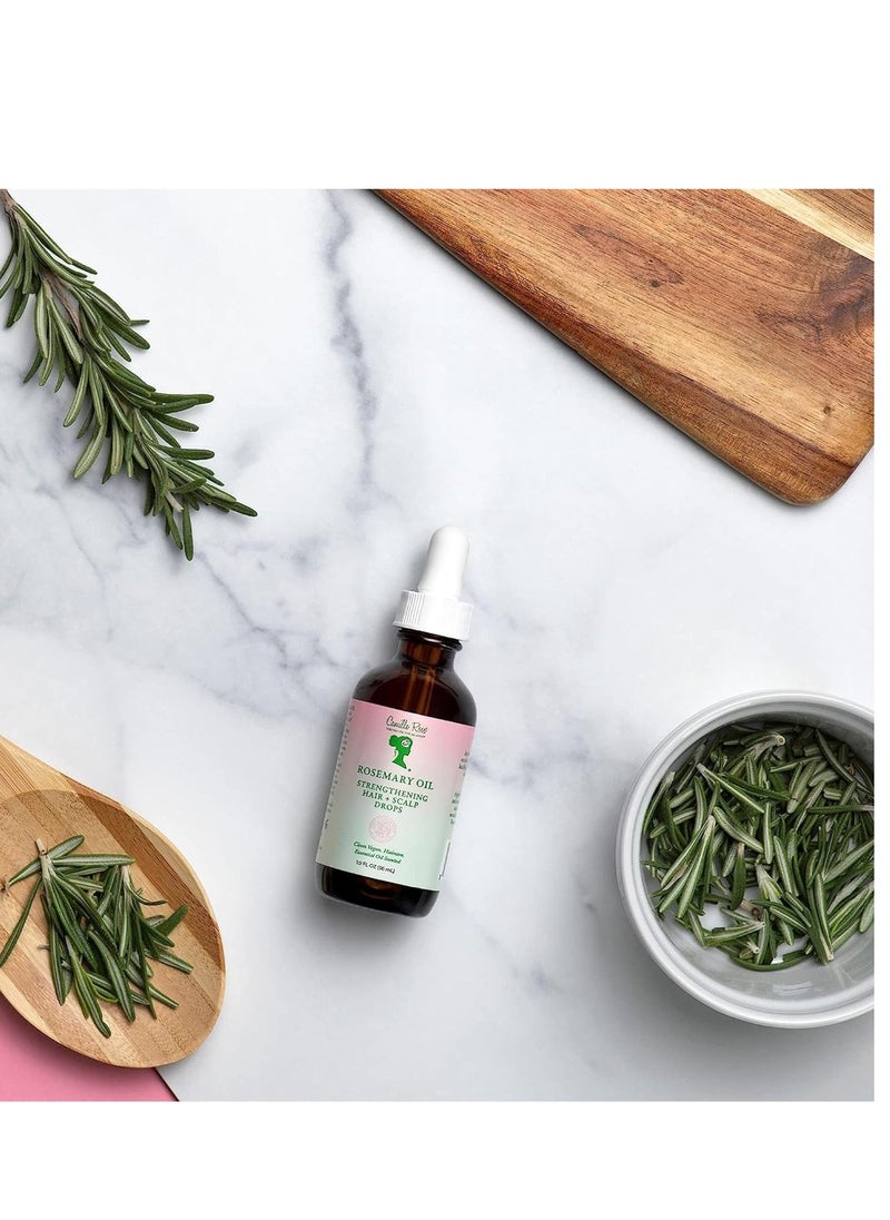 Camille Rose Rosemary Oil Strengthening Hair & Scalp Drops, with Castor, Peppermint & Rosemary Oils, for Hair Growth, Hydration & Strength, 1.9 fl oz