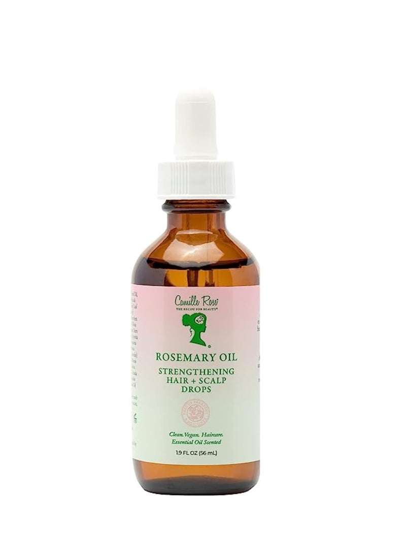 Camille Rose Rosemary Oil Strengthening Hair & Scalp Drops, with Castor, Peppermint & Rosemary Oils, for Hair Growth, Hydration & Strength, 1.9 fl oz