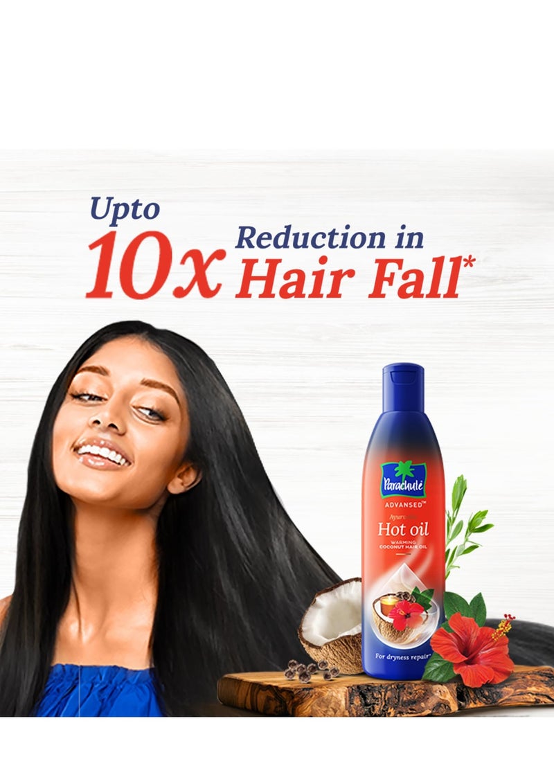 Parachute Advansed Ayurvedic Hot Oil,Warming Coconut Hair Oil,Frizz Free Hair, 300 ml