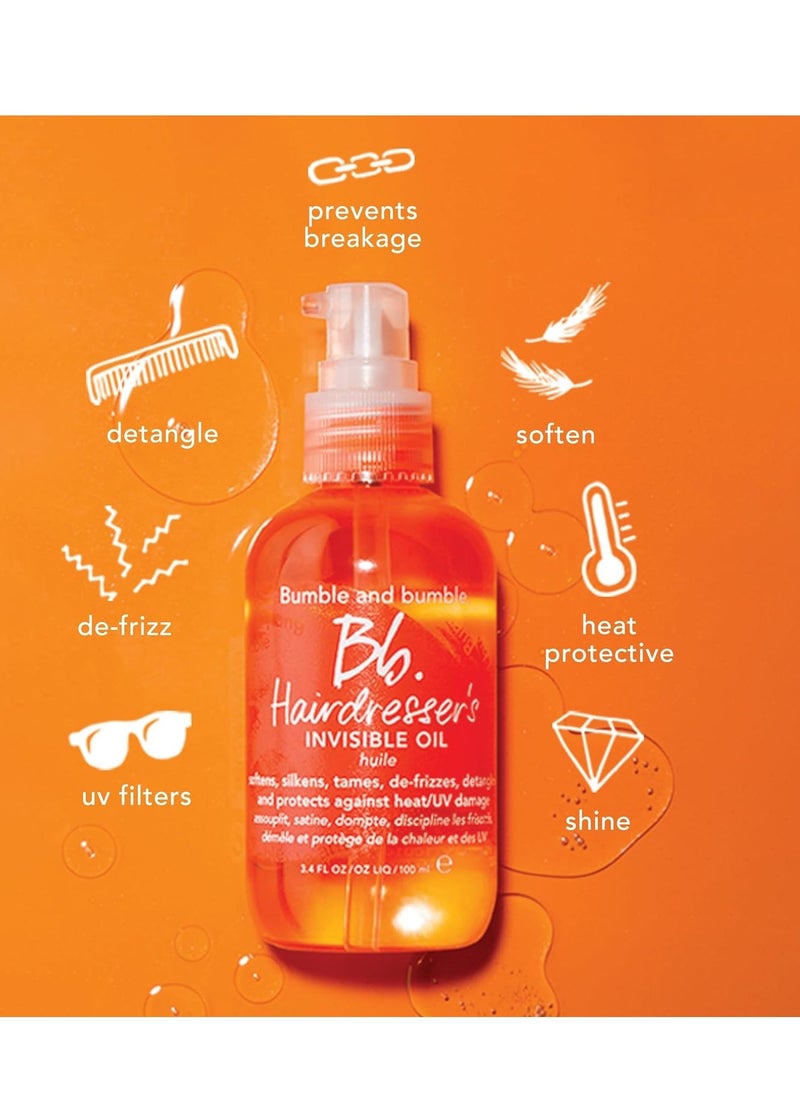 Bumble and bumble. Hairdresser's Invisible Oil Frizz-Reducing Hair Oil | Heat Protection, Anti Frizz + Shine | Curly, Wavy, Straight | With Argan Oil, Coconut Oil + Grapeseed Oil