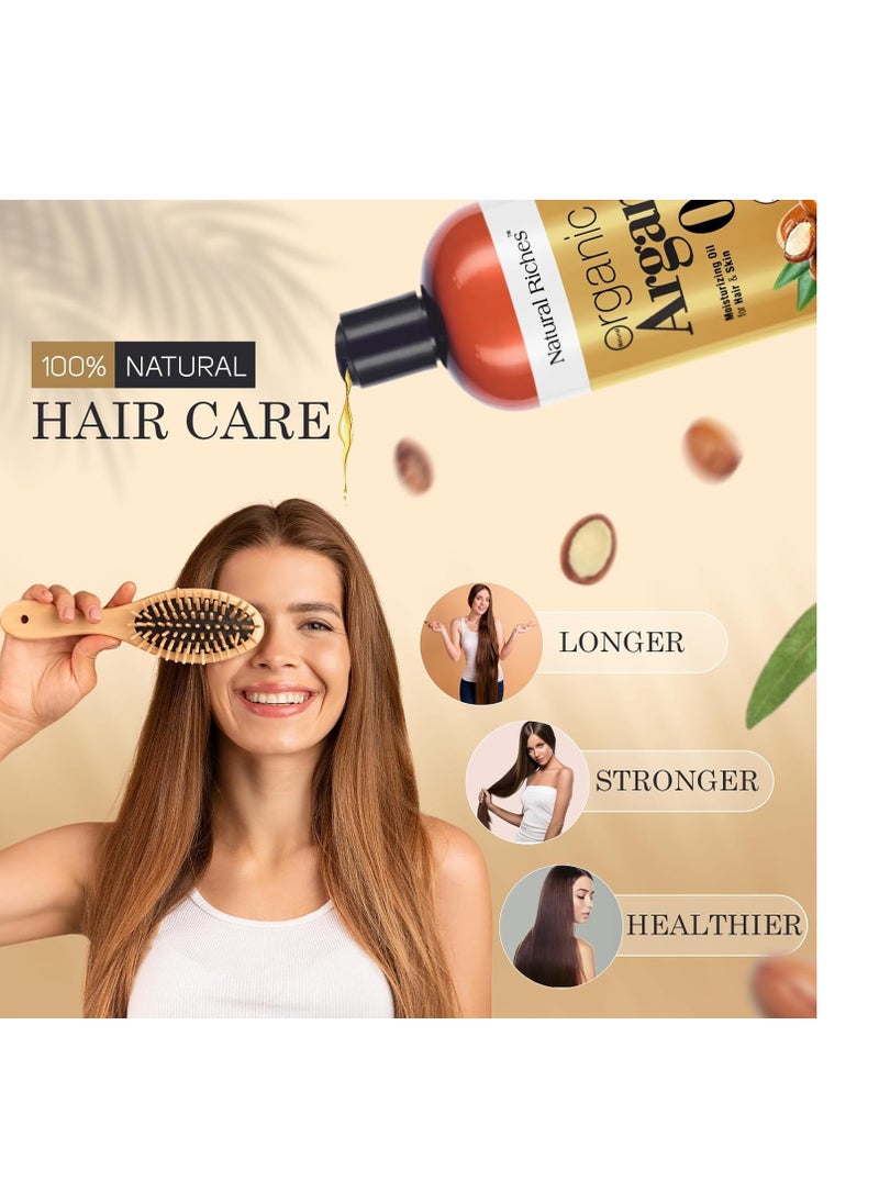 Natural Riches Organic Argan Oil of Morocco 16oz Penetrating Hair oil Deep Moisturizing Serum for Dry, Damaged & Coarse Hair pure Moroccanoil Cold Pressed for Hair, Face and Body