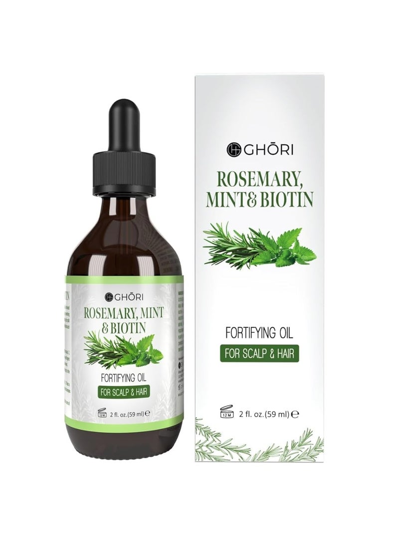 Rosemary Mint & Biotin Hair Oil Pure Essential Oil for Hair Thickness, Ideal for Men & Women - 100% Natural, 2 Fl.oz.(59ml)
