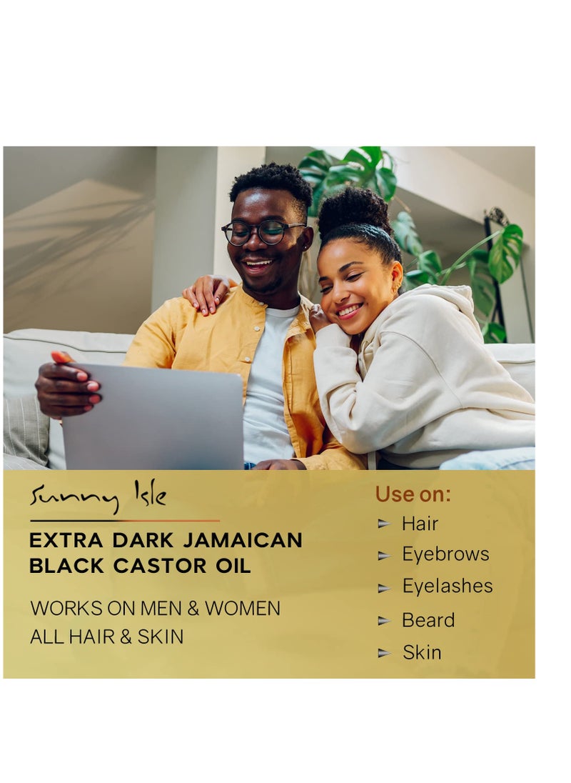 Sunny Isle Extra Dark Jamaican Black Castor Oil 8oz - PET Plastic Bottle | 100% Natural High Potency Treatment for Hair, Scalp