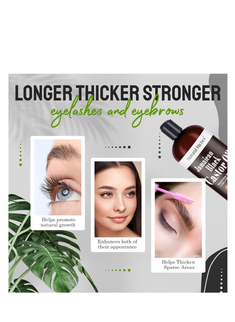 Natural Riches Jamaican Black Castor Oil Pure Organic Cold Pressed for Hair Growth Skin Care for Dry Skin Conditioning Eyebrows Eyelashes Scalp and Nail Moisturizes & Repairs 16fl.oz.