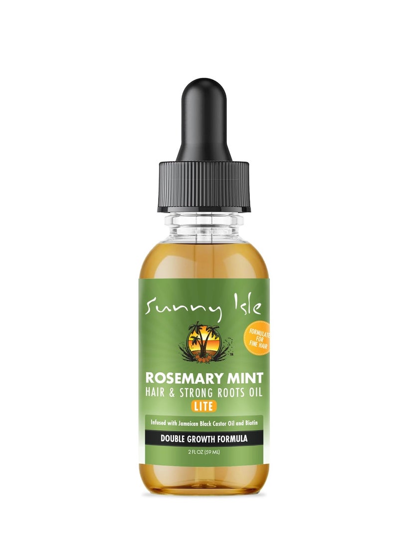 Sunny Isle Rosemary Mint Hair and Strong Roots Oil Lite 2oz | For Light, Thin Hair | Infused with Biotin & Jamaican Black Castor Oil | Nourish Hair Follicles | Dry Scalp, Split Ends