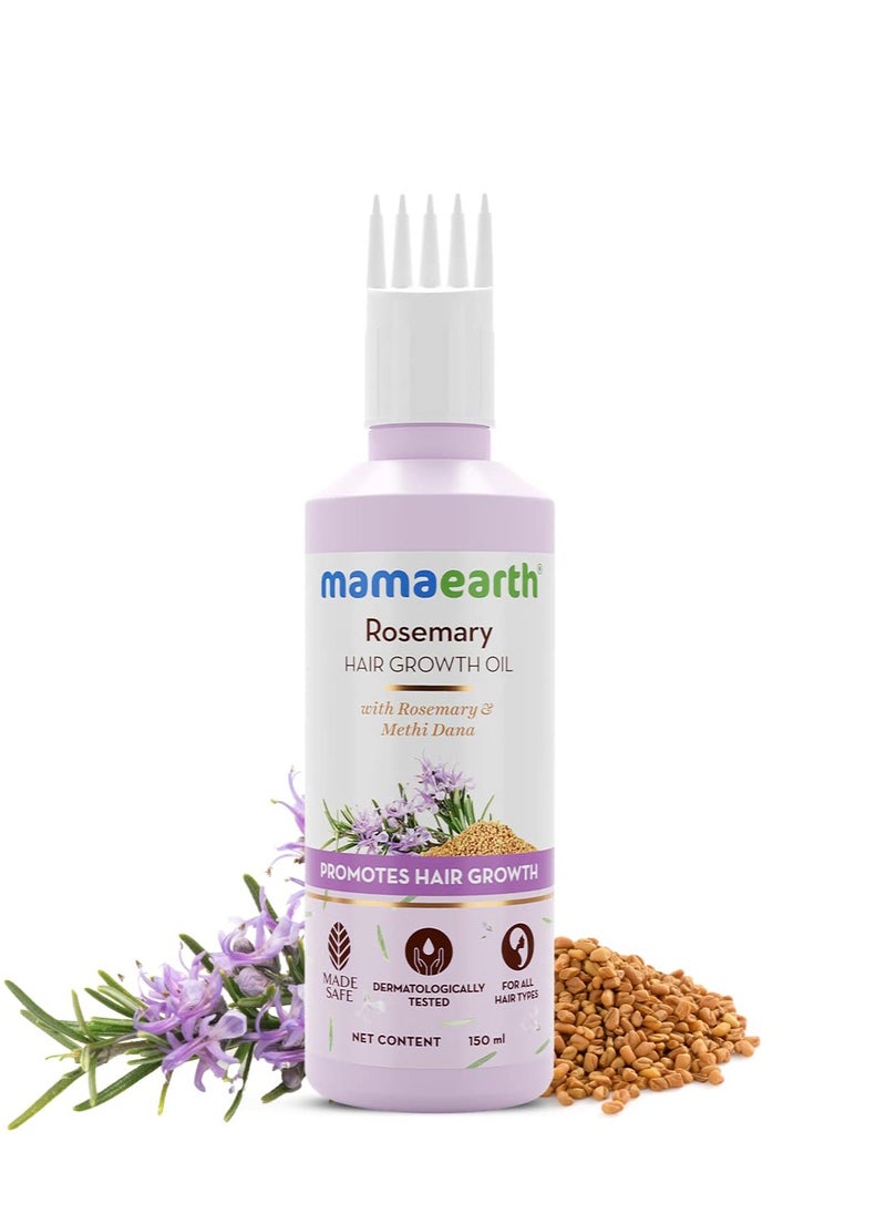 Mamaearth Rosemary Hair Growth Oil | Control Hair Fall & Strengthens Weak Follicles | Scalp Care with Methi Dana for Strong Roots | 5.07 Fl Oz (150ml)