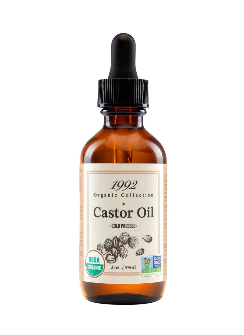 1992 Organic Collection Castor Oil 2oz/ 60ml - USDA Certified Organic, 100% Pure, Cold Pressed & Carrier Oil, Hexane Free | For Hair, Eyebrows & Skin, Gives Hydration, Moisturizes and Softens Skin