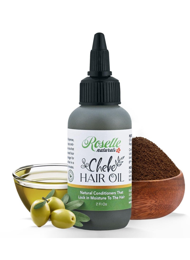 Roselle Naturals Chebe Oil for Hair Growth Made in USA 2 Fl Oz - Chebe Powder Hair Oils, Chebe Hair Growth Oil for Stronger, Longer, Thicker Hair