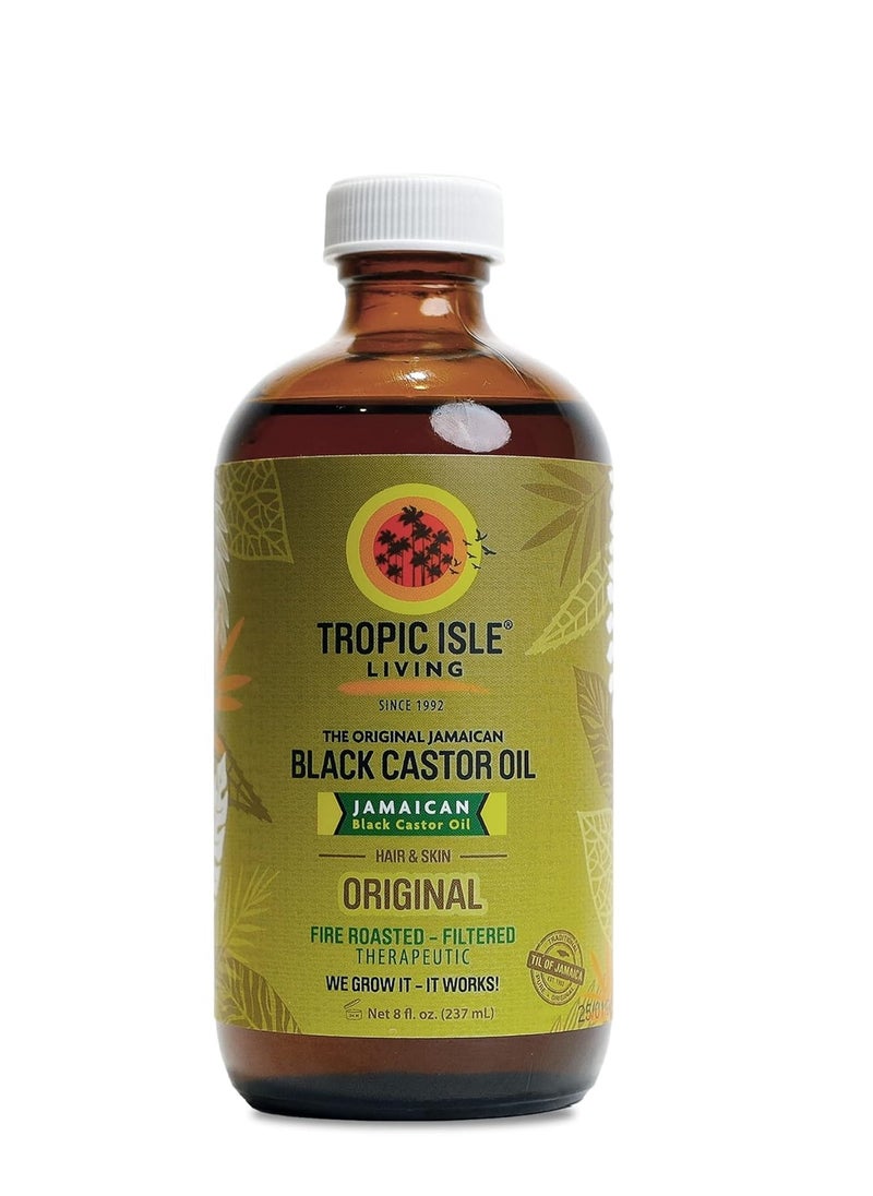 Tropic Isle Living Jamaican Black Castor Oil 8oz - For Hair Growth, Skin Conditioning, Eyebrows & Eyelashes, Scalp and Nail Care. Strengthen, Moisture & Repair