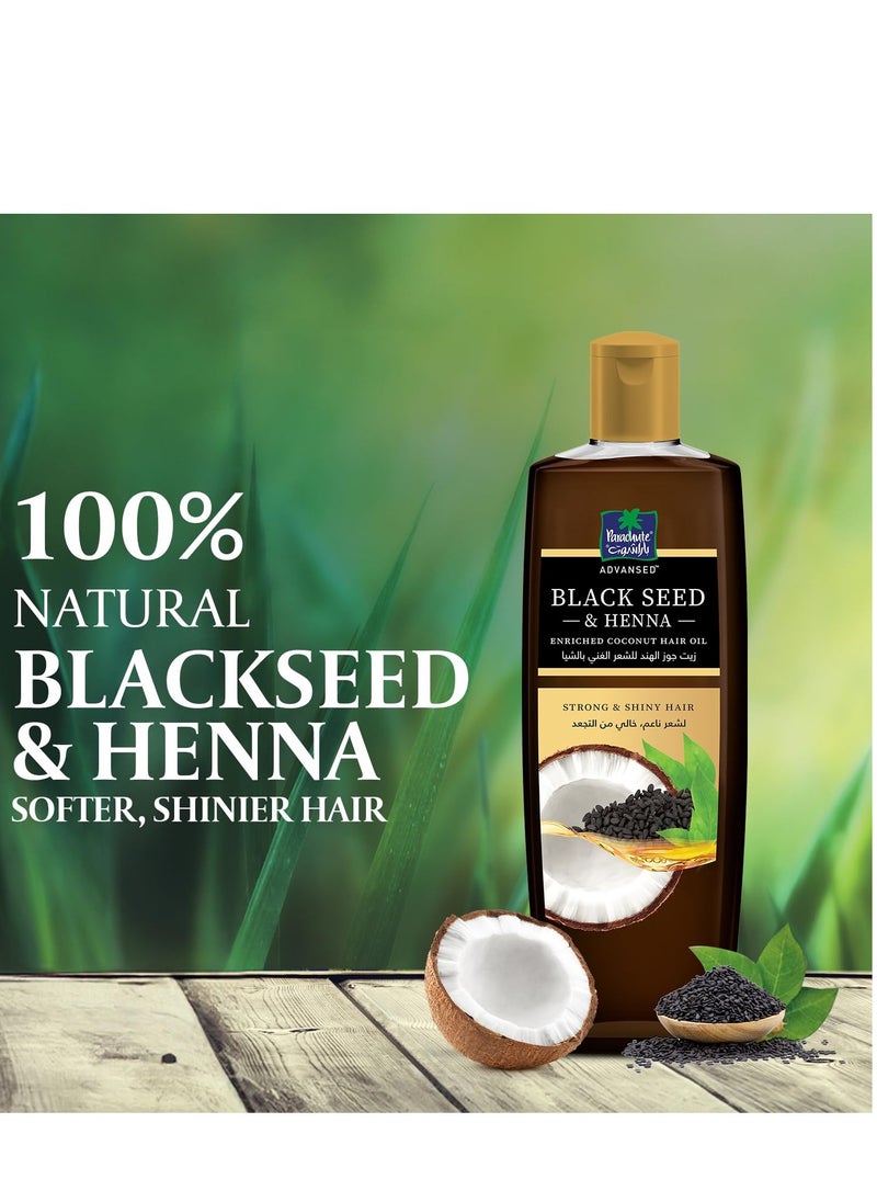 Parachute Advansed Blackseed &Henna Enriched Coconut Hair Oil | For Strong and Shiny Hair | All Hair Types| Non Sticky| 10.1 Fl.Oz