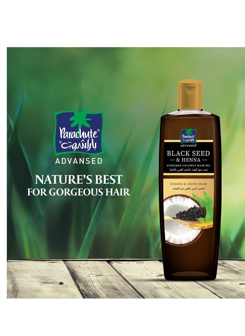 Parachute Advansed Blackseed &Henna Enriched Coconut Hair Oil | For Strong and Shiny Hair | All Hair Types| Non Sticky| 10.1 Fl.Oz