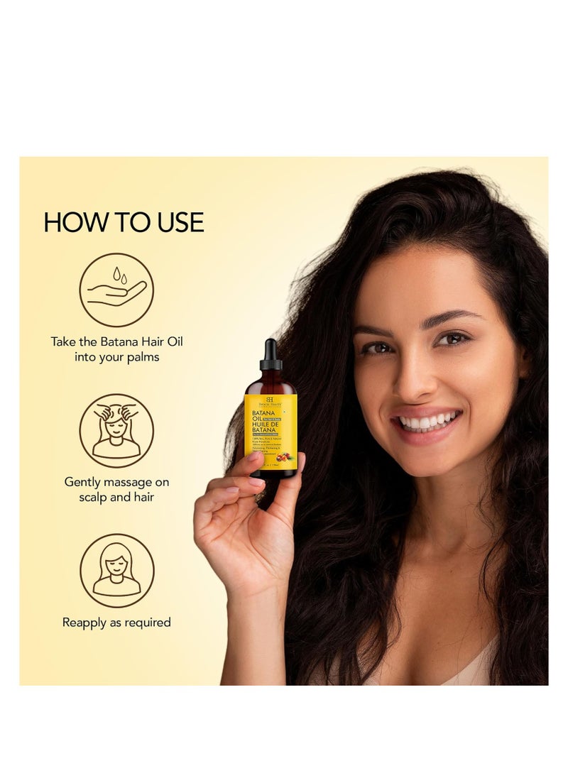 Botanic Hearth Raw Batana Oil for Hair Growth (4 fl oz, Set of 2) | 100% Pure & Unrefined Oil from Honduras | Promotes Thicker, Stronger Hair