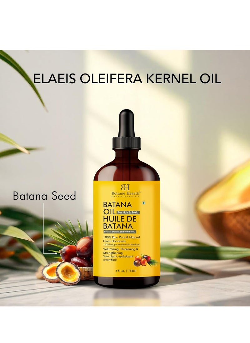 Botanic Hearth Raw Batana Oil for Hair Growth (4 fl oz, Set of 2) | 100% Pure & Unrefined Oil from Honduras | Promotes Thicker, Stronger Hair