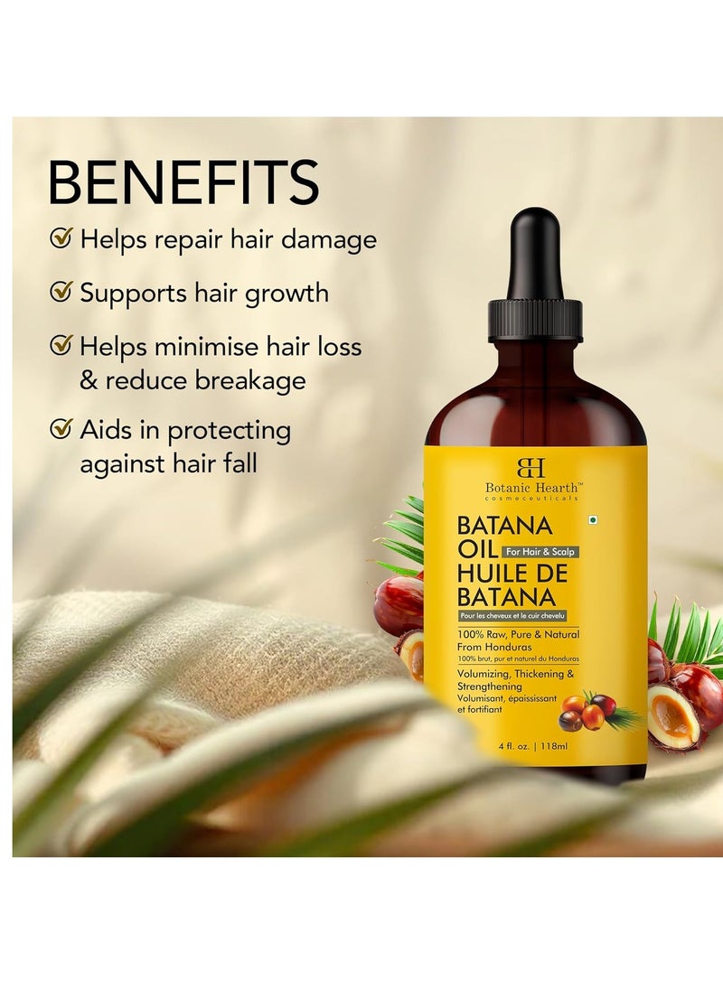 Botanic Hearth Raw Batana Oil for Hair Growth (4 fl oz, Set of 2) | 100% Pure & Unrefined Oil from Honduras | Promotes Thicker, Stronger Hair