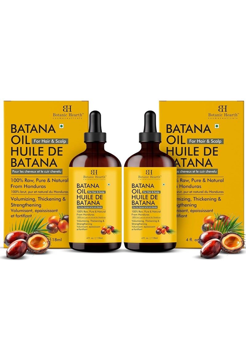 Botanic Hearth Raw Batana Oil for Hair Growth (4 fl oz, Set of 2) | 100% Pure & Unrefined Oil from Honduras | Promotes Thicker, Stronger Hair