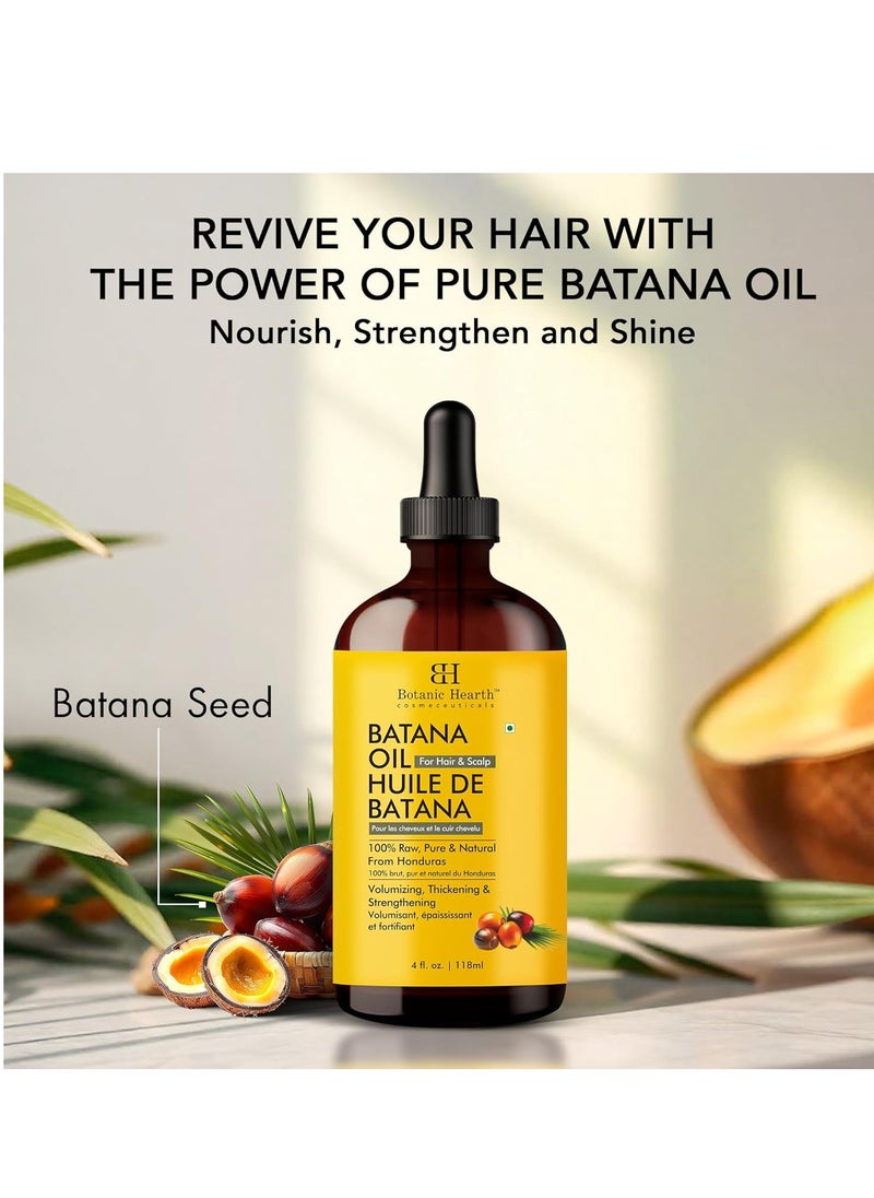 Botanic Hearth Raw Batana Oil for Hair Growth (4 fl oz, Set of 2) | 100% Pure & Unrefined Oil from Honduras | Promotes Thicker, Stronger Hair