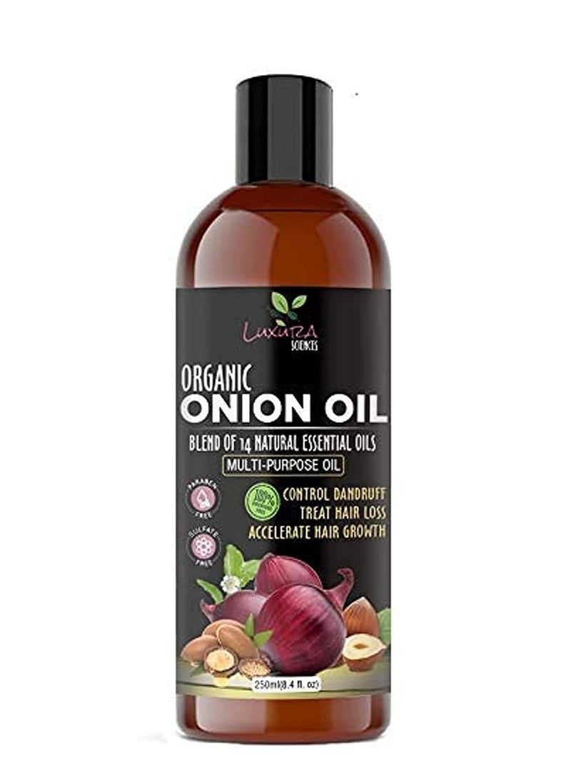 Organic Onion Oil | controls Hair Loss, Dandruff, & Helps with Growth | Infused with 14 Essential Oils for Strong Roots | Sulfate-Free Hair Care | 8.45 Fl Oz/250ml