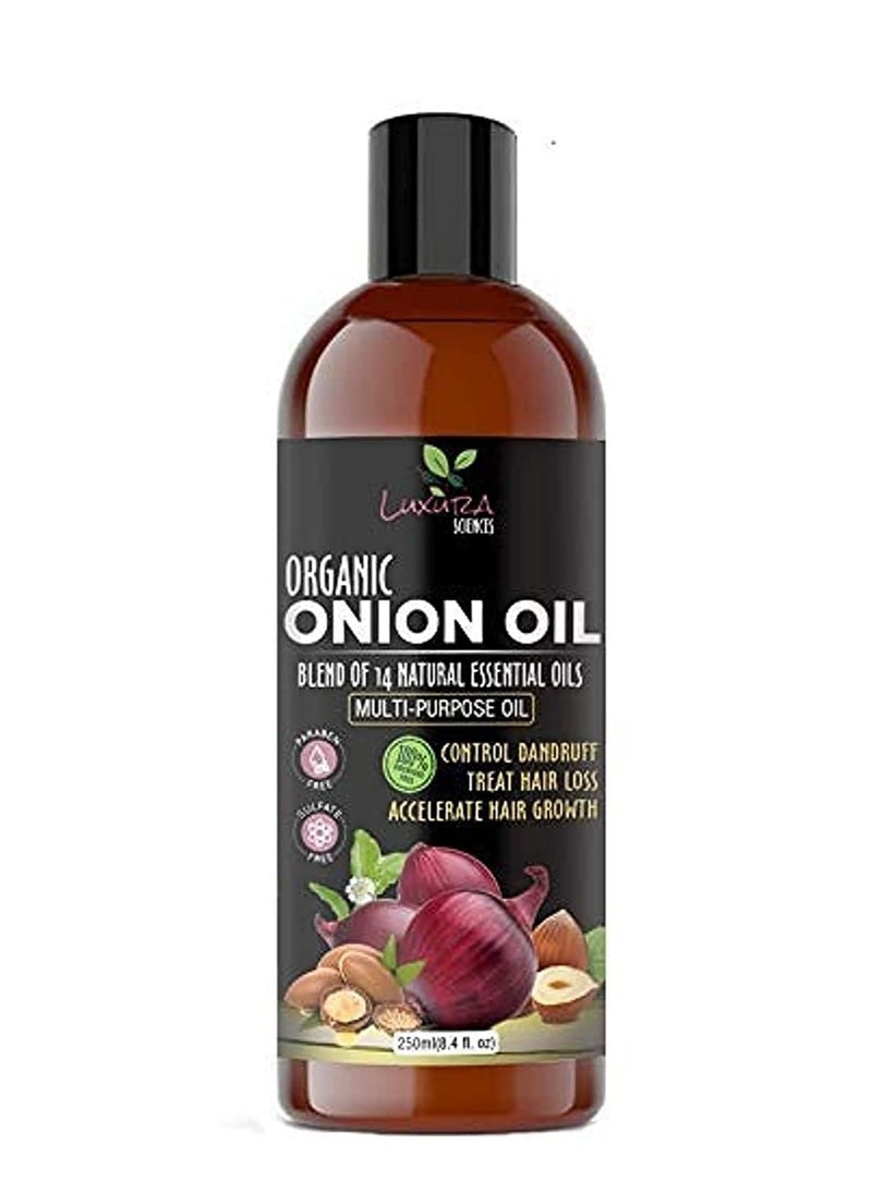 Organic Onion Oil | controls Hair Loss, Dandruff, & Helps with Growth | Infused with 14 Essential Oils for Strong Roots | Sulfate-Free Hair Care | 8.45 Fl Oz/250ml