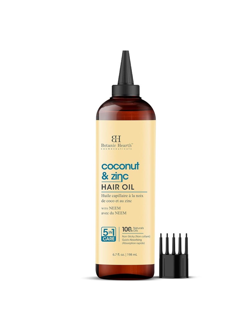 Botanic Hearth Coconut & Zinc Pyrithione Hair Oil (6.7 fl oz) | Moisturizing and Nourishing Hair Treatment for Dry Scalp and Healthy-Looking Hair | Paraben Free | Suitable for All Hair Types