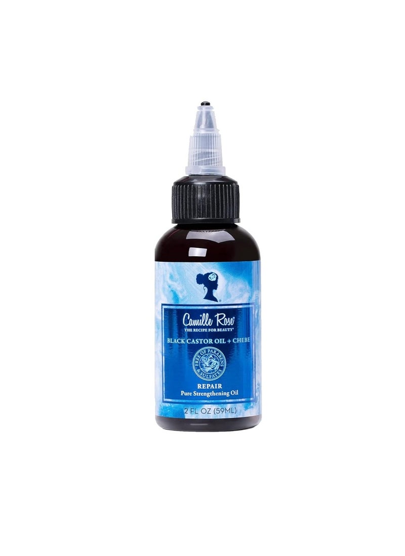 Camille Rose Black Castor Oil & Chebe Repair, Pure Hair Strengthening Oil for Shine, Growth & Strength, for all Hair Types, 2 fl oz