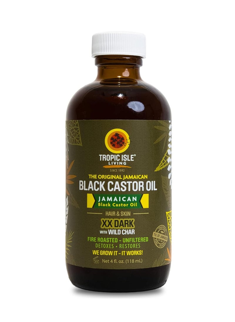 Tropic Isle Living Jamaican Black Castor Oil XX Dark 4oz | 100% Natural Hair Growth Oil and Scalp Treatment | Promotes Strong, Healthy, Thicker Hair, Eyelashes, Eyebrows