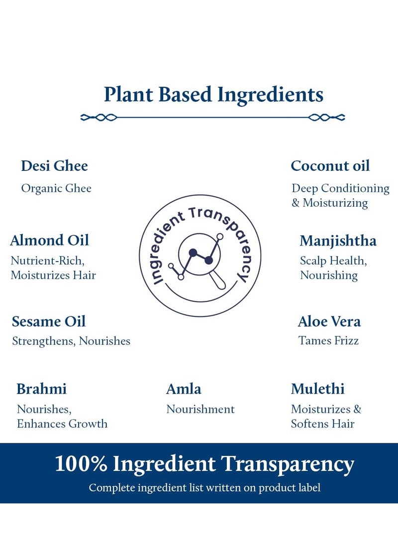 Blue Nectar Ayurvedic Baby Hair Oil with Organic Ghee, Almond Oil, Coconut Oil & Olive Oil for Hair and Scalp(18 Herbs, 3.38 Fl Oz)