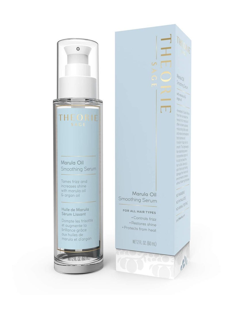 Theorie Marula Oil Smoothing Hair Serum - Tames Frizz and Increases Shine with Marula & Argan Oil, Protects from Heat Styling, Suited for All Hair Types, Spray Bottle - 60mL