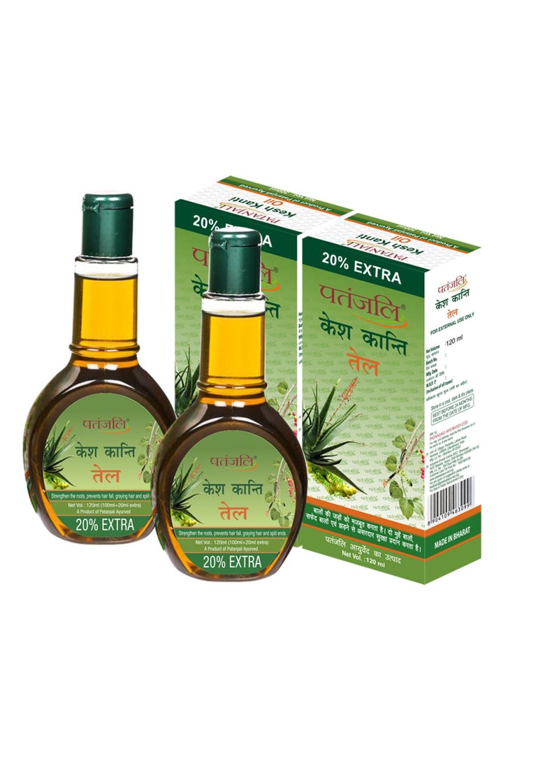 Patanjali Kesh Kanti Hair Oil 120ml / 4.05 fl oz - (Pack of 2)
