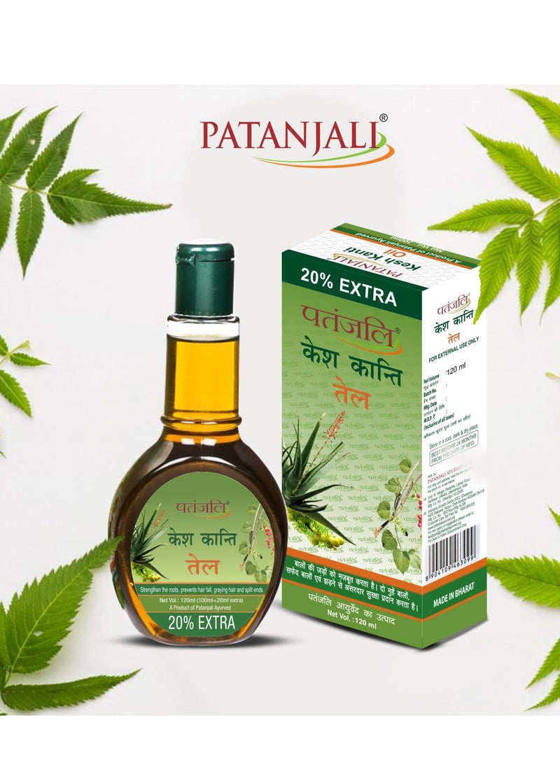 Patanjali Kesh Kanti Hair Oil 120ml / 4.05 fl oz - (Pack of 2)