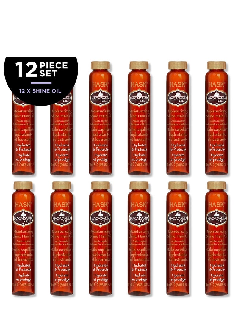 HASK Vials Macadamia Oil Shine Treatment, 0.62 Fl Oz (Pack of 12)