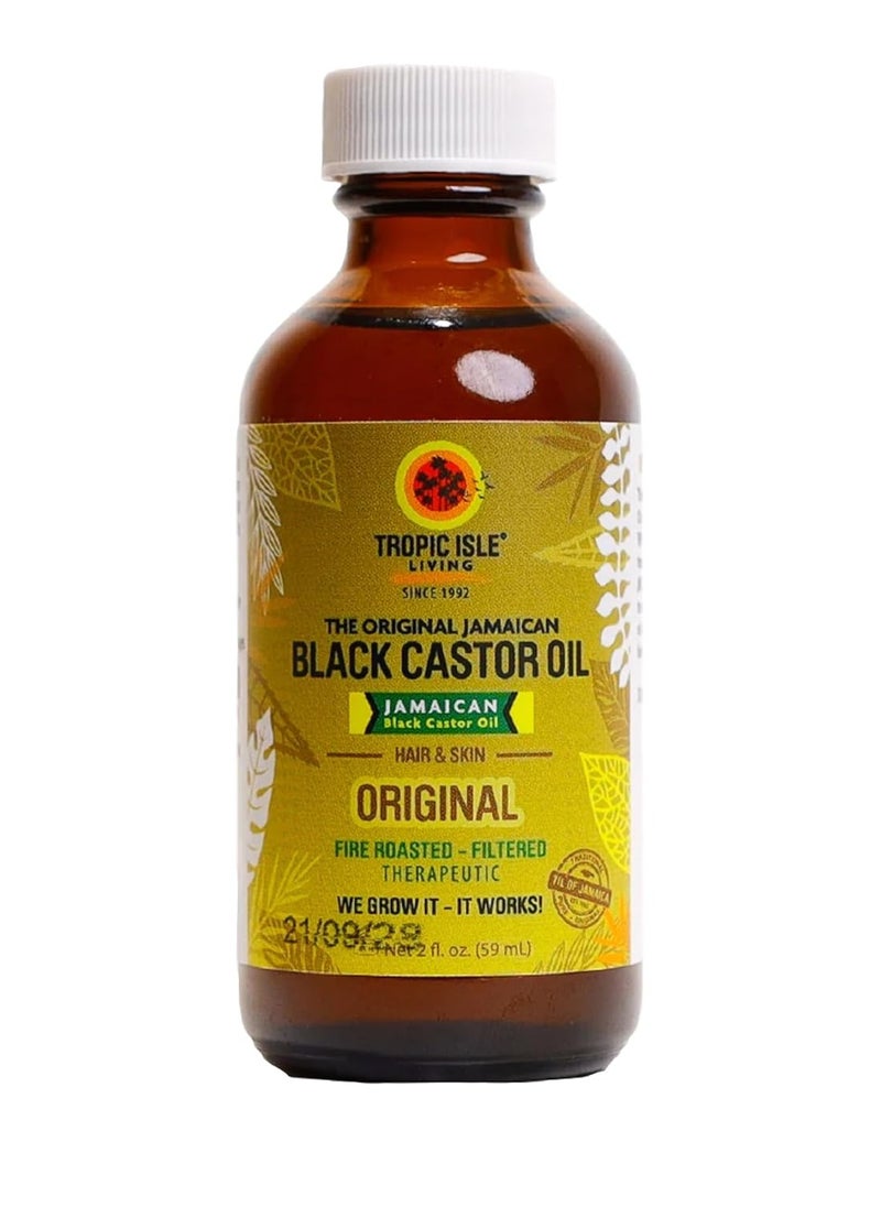 Tropic Isle Living Jamaican Black Castor Oil 2oz/ 60ml Brush Set | Promotes Hair Growth, Skin Conditioning, Eyebrows & Eyelashes, Gives Hydration and Strengthens Hair