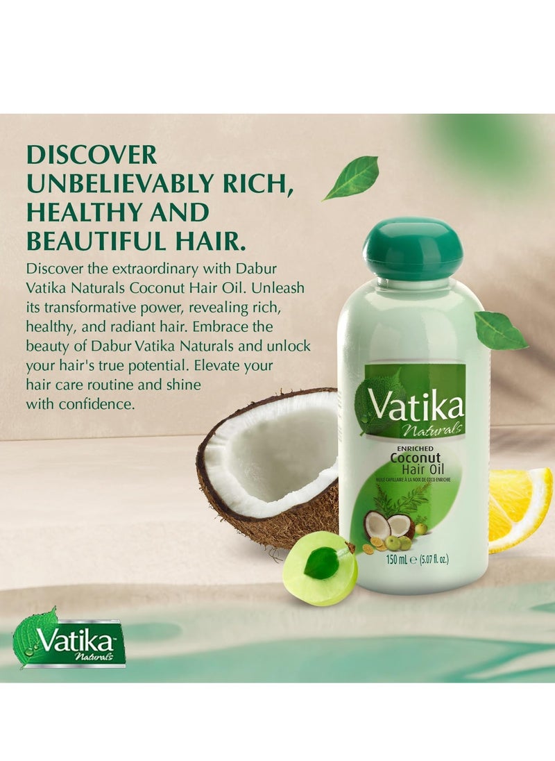 Dabur Vatika Enriched Coconut Hair Oil 150ml (Pack of 2)