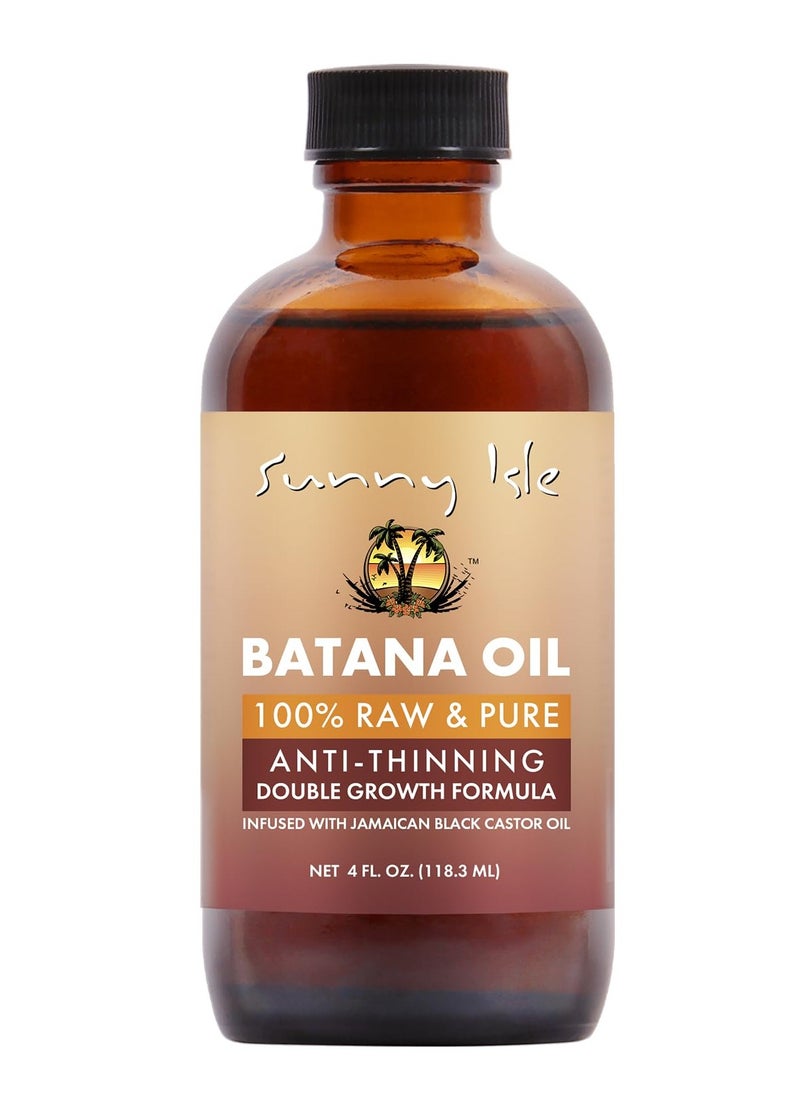 Sunny Isle Batana Oil Infused with Jamaican Black Castor Oil 4oz | Anti-Thinning Double Growth Formula