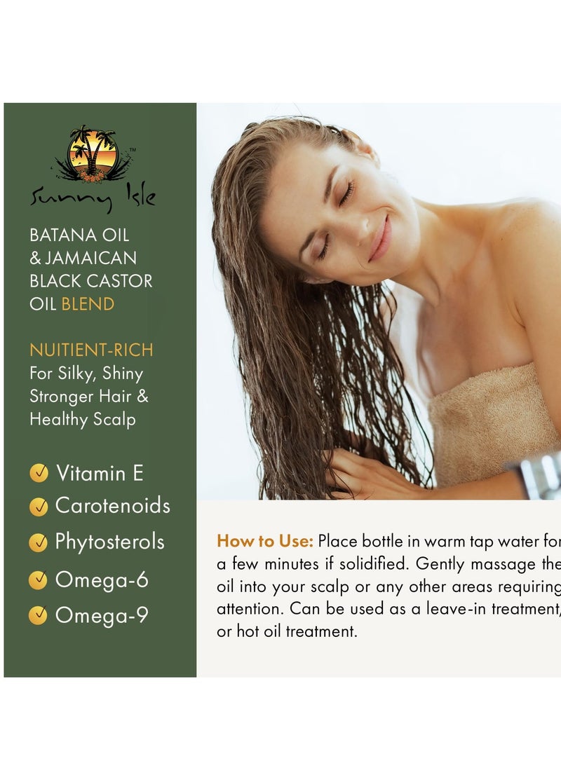 Sunny Isle Batana Oil Infused with Jamaican Black Castor Oil 4oz | Anti-Thinning Double Growth Formula