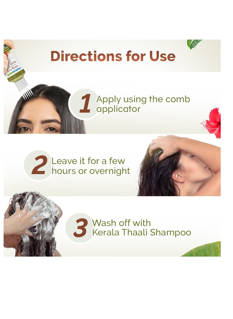 MAMAEARTH Kerala Thaali Hair Oil for Thick & Long Hair | with Hibiscus, Shikakai, Amla, Flaxseed | Deeply Nourishes & Adds Shine | Hair Growth with 12 Potent Herbs | 5.07 Fl Oz/150 ml