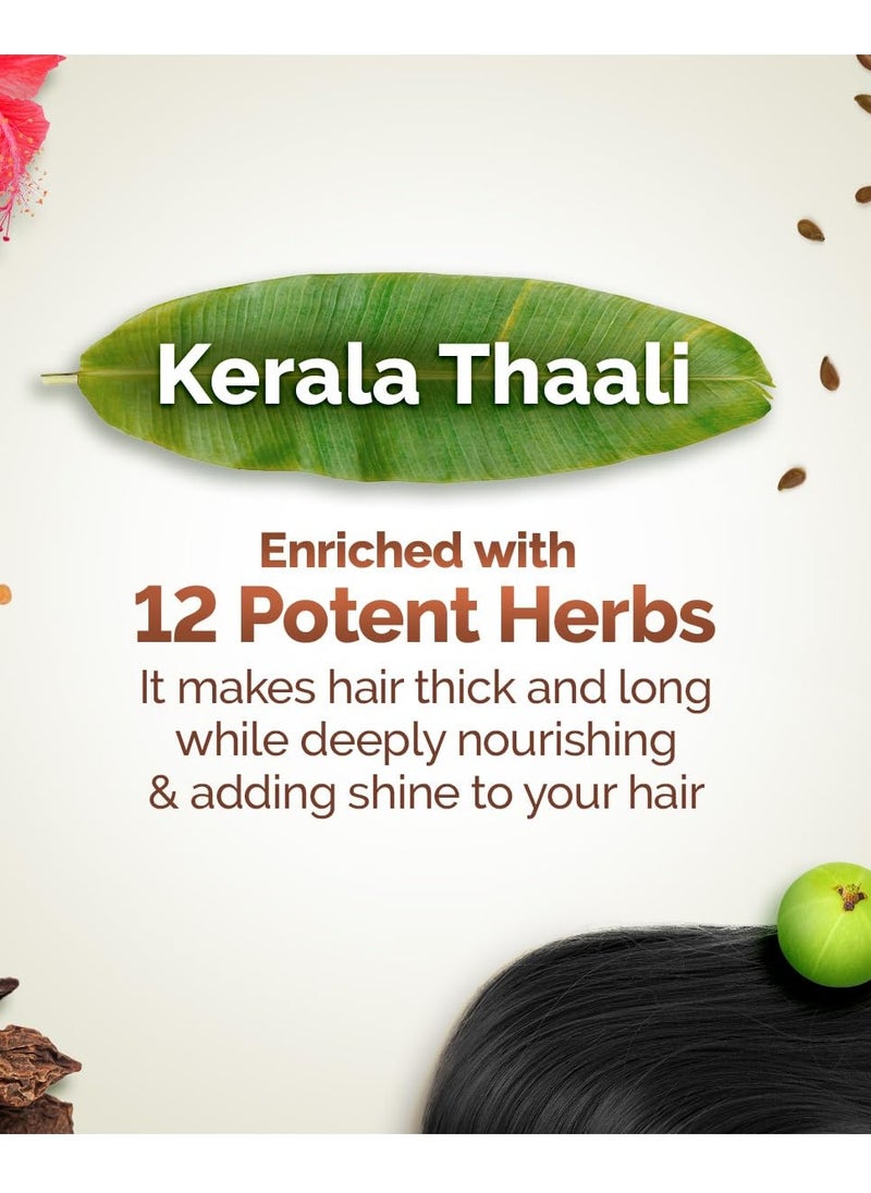 MAMAEARTH Kerala Thaali Hair Oil for Thick & Long Hair | with Hibiscus, Shikakai, Amla, Flaxseed | Deeply Nourishes & Adds Shine | Hair Growth with 12 Potent Herbs | 5.07 Fl Oz/150 ml