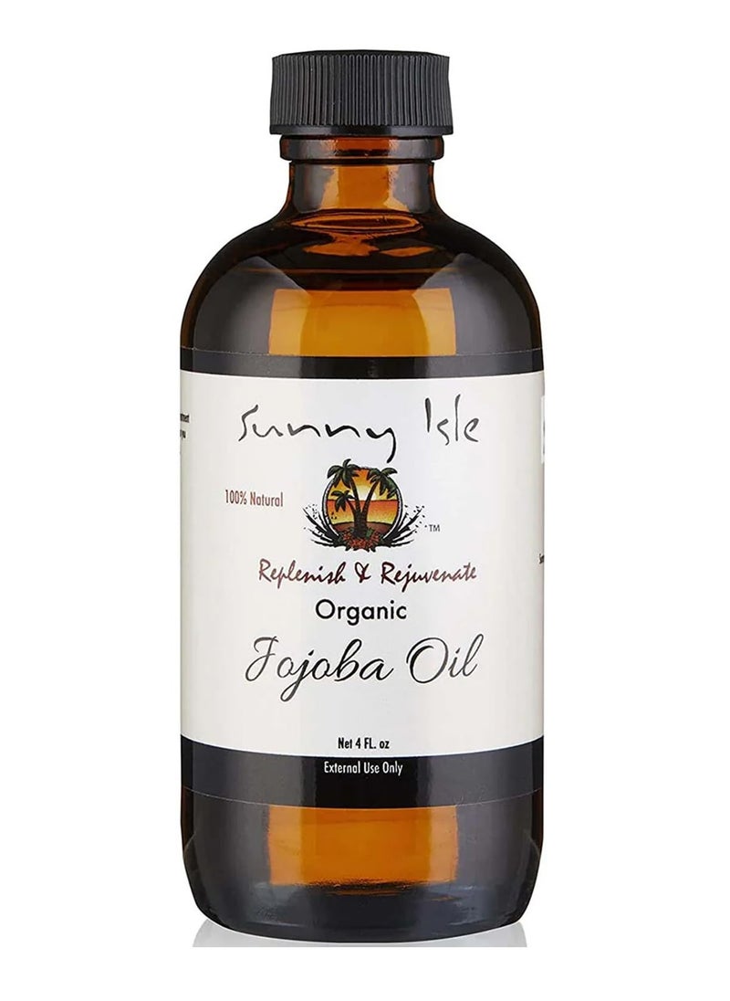 Sunny Isle Organic Jojoba Oil 4oz | 100 Pure | Moisturizing for Hair, Face, Skin & Nails | Natural Cold-Pressed | Base Carrier Oil