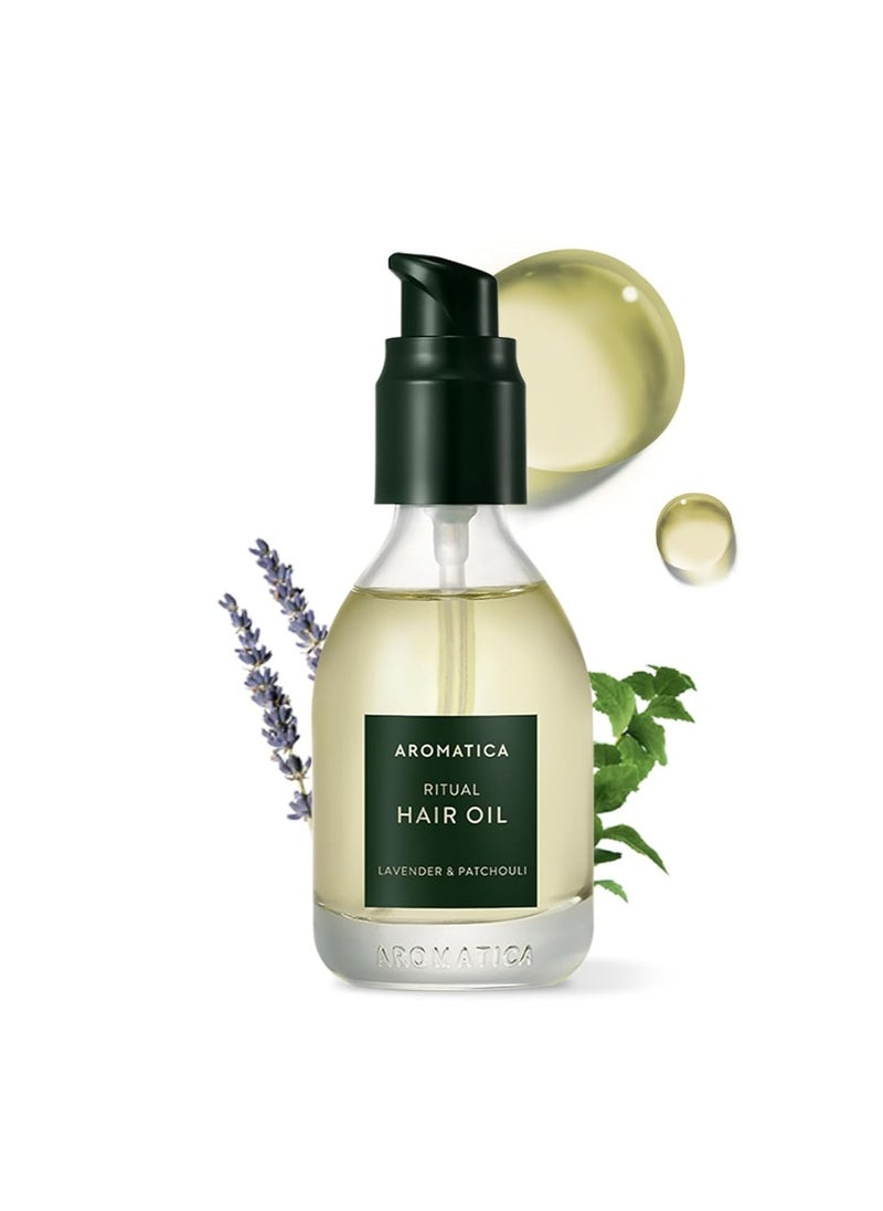 AROMATICA Ritual Lavender & Patchouli Hair Oil 50ml / 1.6 fl. oz - Nourishing Silicone-Free Hair Oil for Dry Curly Hair with Lavender Fragrance
