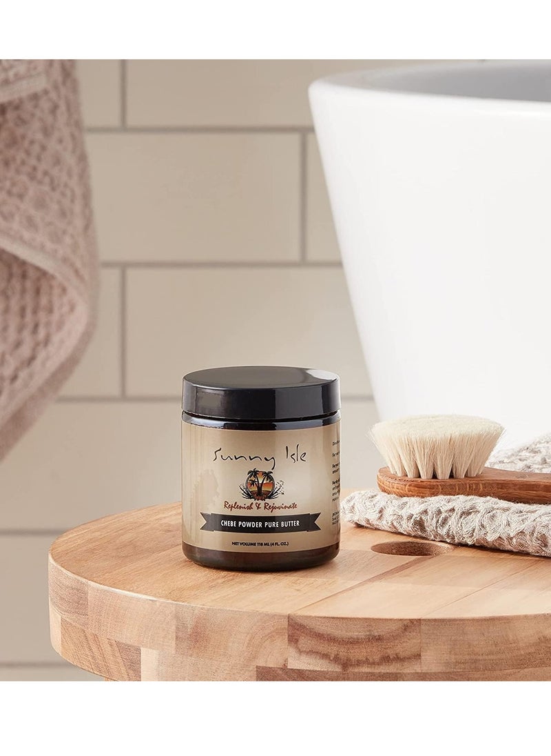 Sunny Isle Jamaican Black Castor Oil Pure Butter with African Chebe Powder 4oz | for Longer, Stronger Hair | Hair & Skin Moisturizer for All Types