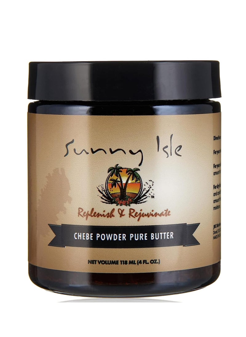 Sunny Isle Jamaican Black Castor Oil Pure Butter with African Chebe Powder 4oz | for Longer, Stronger Hair | Hair & Skin Moisturizer for All Types
