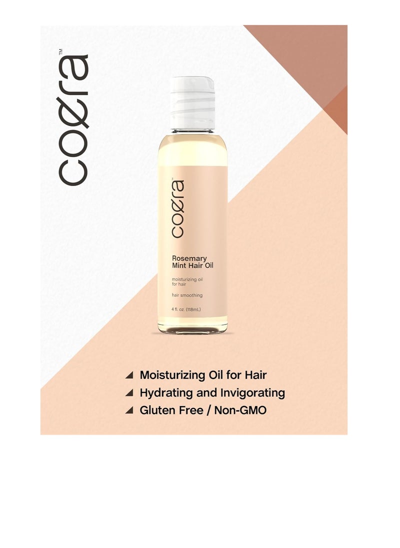 Coera Rosemary Mint Hair Oil | 4 fl oz | Hydrating and Moisturizing for Hair | Free of Parabens, SLS, & Fragrances