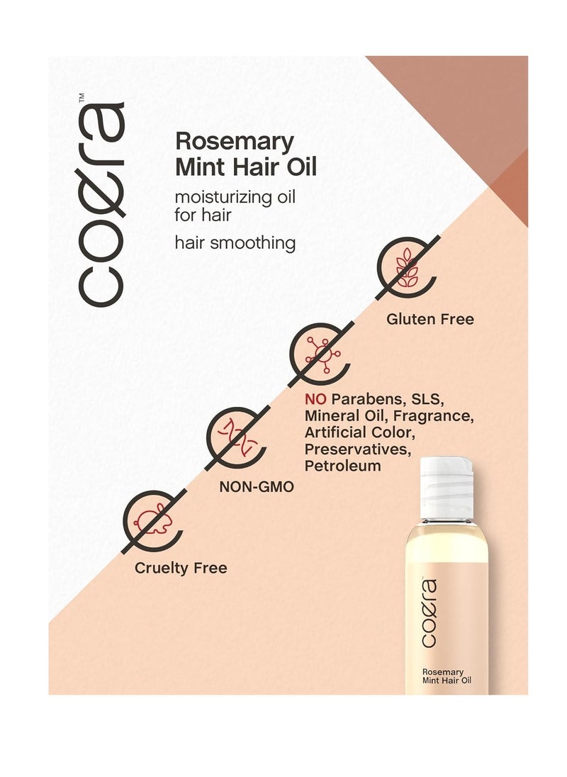 Coera Rosemary Mint Hair Oil | 4 fl oz | Hydrating and Moisturizing for Hair | Free of Parabens, SLS, & Fragrances