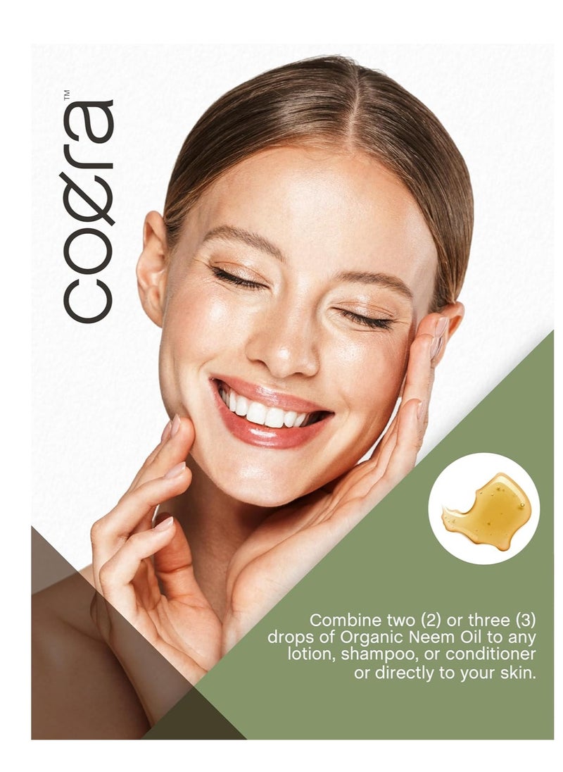 Coera Neem Oil | 4 fl oz | Certified Organic | Moisturizing for Face, Hair, Skin, & Nails | Free of Parabens, SLS, & Fragrances