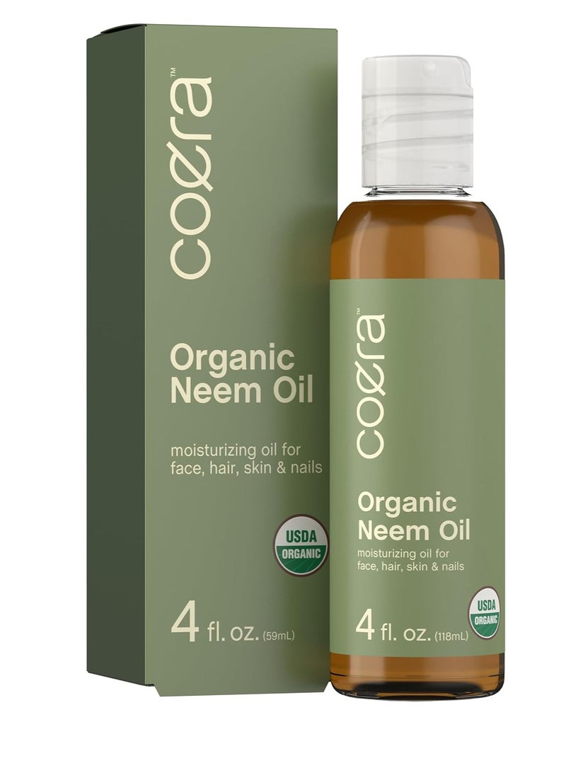 Coera Neem Oil | 4 fl oz | Certified Organic | Moisturizing for Face, Hair, Skin, & Nails | Free of Parabens, SLS, & Fragrances