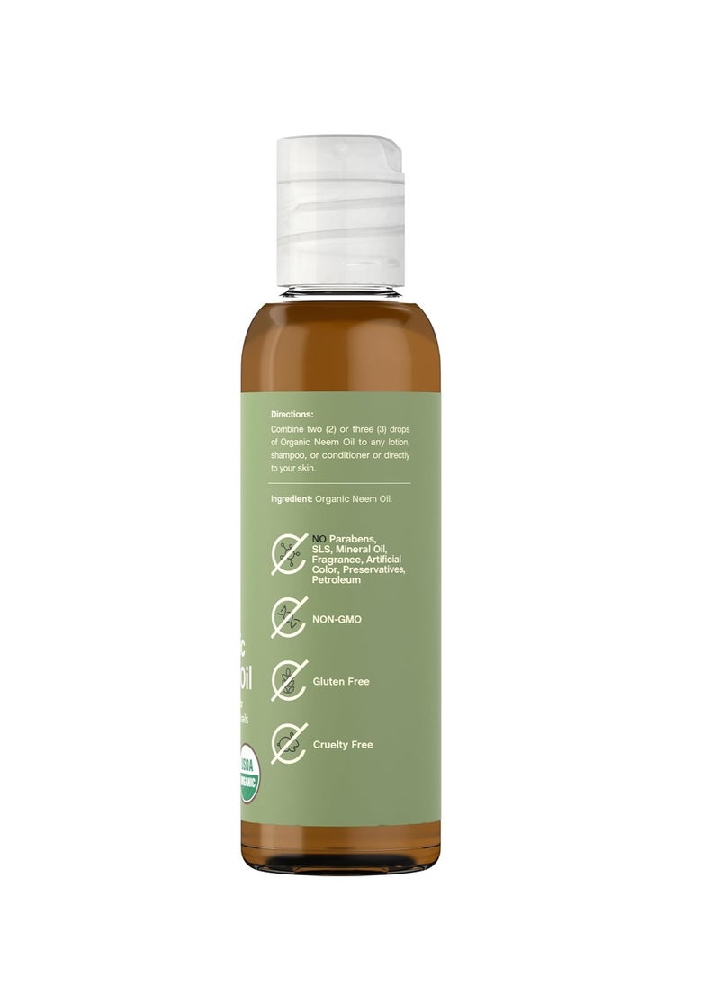 Coera Neem Oil | 4 fl oz | Certified Organic | Moisturizing for Face, Hair, Skin, & Nails | Free of Parabens, SLS, & Fragrances