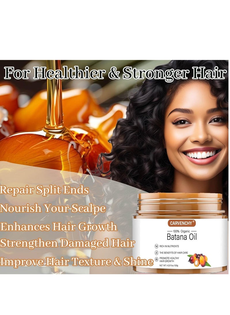 Raw Batana Oil for Hair Growth,100% Natural Batana Oil Sourced from Honduras Unrefined Promotes Hair thickness for Men & Women Moisturize Scalp, Restore Dry Damaged Hair 4.2 OZ